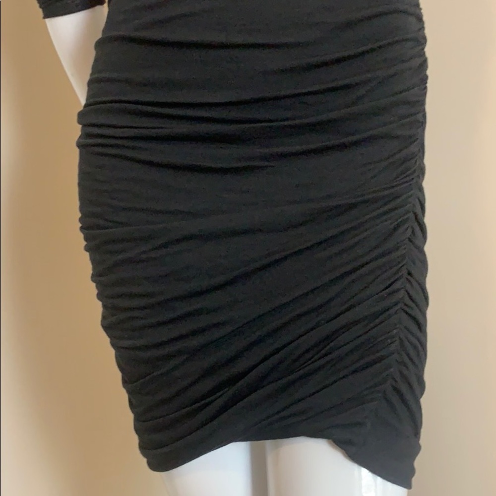 A.L.C. Black Ruched Long Sleeve Dress with Lace Cut-Out Back SM EC - Picture 6 of 15